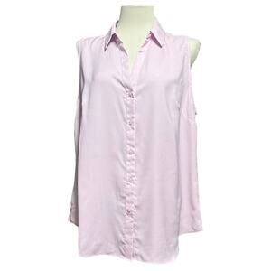 Ann Taylor Sleeveless Button Up Blouse Top Lilac Pink Purple XXL